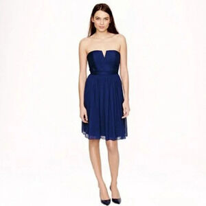 J.Crew Nadia Dress Silk Chiffon Dark Cove $250 NWT